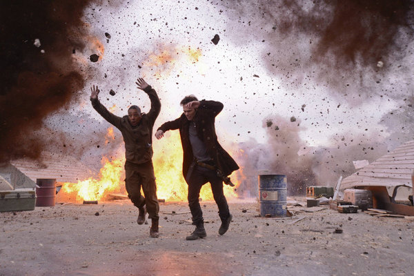 REVOLUTION -- "The Longest Day" Episode 117 -- Pictured: (l-r) Giancarlo Esposito as Captain Tom Neville, Billy Burke as Miles Matheson -- (Photo by: Brownie Harris/NBC)