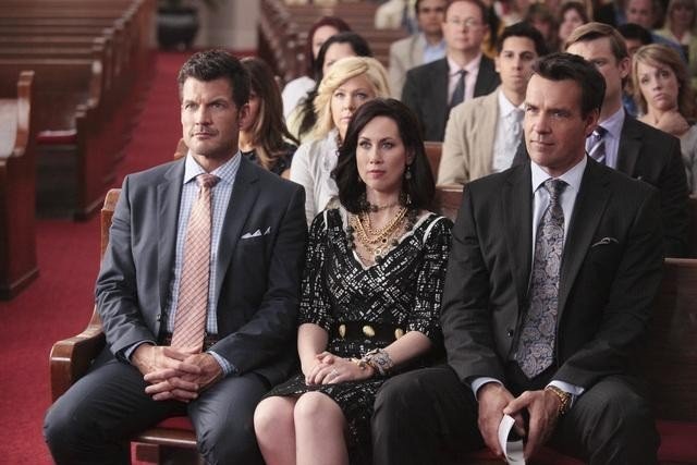 Mark Deklin, Miriam Shor and David James Elliott in "GCB."