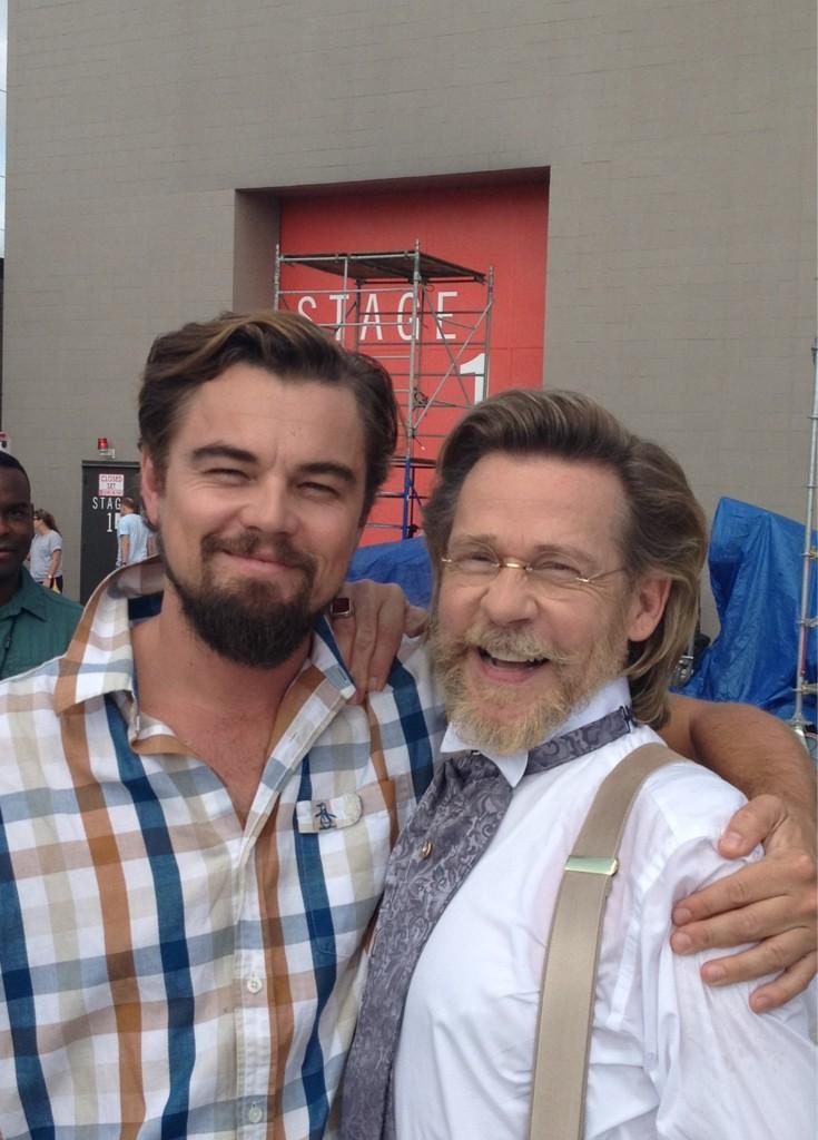 Leonardo DiCaprio and Dennis Christopher on the set of "Django Unchained."