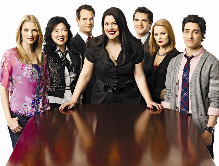 'Drop Dead Diva' cast: (l to r) April Bowlby, Margaret Cho, Josh Stamberg, Brooke Elliott, Jackson Hurst, Kate Levering, Ben Feldman