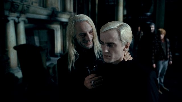 Jason Isaacs and Tom Felton in HARRY POTTER AND THE DEADLY HOLLOWS - PART 2.