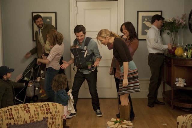 Chris O'Down, Kristen Wiig, Adam Scott, Jennifer Westfeldt, Maya Rudolph and Jon Hamm star in FRIEND WITH KIDS.