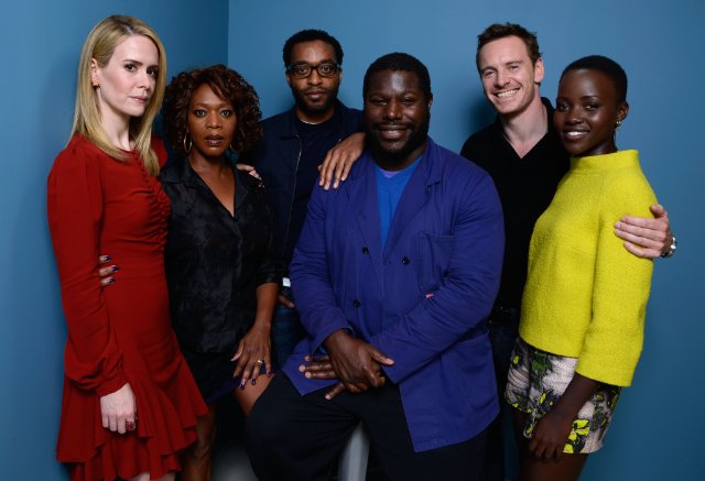 Sarah Paulson, Alfre Woodard, Chiwetel Ejiofor, Steve McQueen, Michael Fassbender and Lupita Nyong'o at the NY Press Conference for "12 Years a Slave."