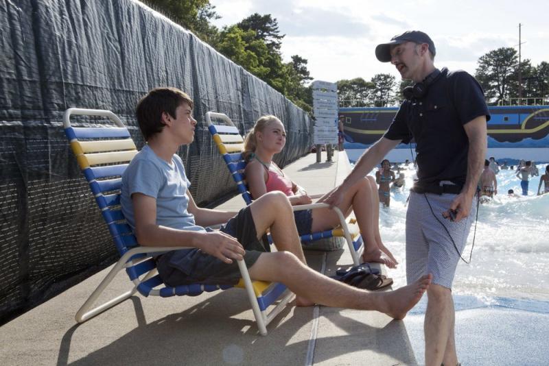 Liam James, AnnaSophia Robb and Jim Rash making "The Way Way Back."