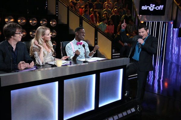 THE SING-OFF -- Episode 406 -- Pictured: (l-r) Ben Folds, Jewel, Shawn Stockman and Nick Lachey -- (Photo by: Tyler Golden/NBC)