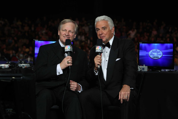 NATIONAL DOG SHOW PRESENTED BY PURINA -- "The 12th Annual Nation Dog Show Presented by Purina" in Philadelphia, PA 2013 -- Pictured: David Frei and John O'Hurley -- (Photo by: Bill McCay/NBC)