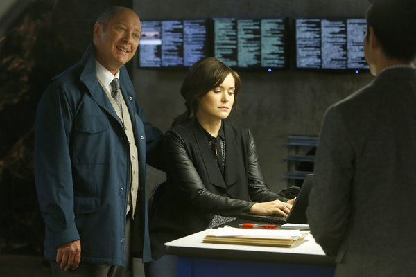 THE BLACKLIST -- "Wujing" Episode 102 -- Pictured: (l-r) James Spader as Raymond Reddington, Megan Boon as Elizabeth Keen -- (Photo by: Will Hart/NBC)