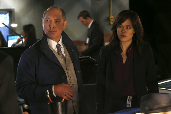 THE BLACKLIST -- "Wujing" Episode 102 -- Pictured: (l-r) James Spader as Raymond "Red" Reddington, Megan Boone as Elizabeth Keen -- (Photo by: Will Hart/NBC)