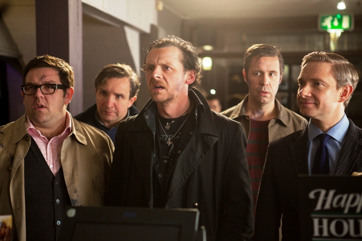 (l to r) Nick Frost as Andy, Eddie Marsan as Peter, Simon Pegg as Gary, Paddy Considine as Steven, and Martin Freeman as Oliver in Edgar Wrights new comedy THE WORLDS END, a Focus Features release.