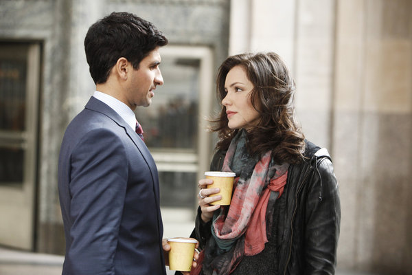 SMASH -- "The Cost of Art" Episode 104 -- Pictured: (l-r) Raza Jaffrey as Dev Sundaram, Katharine McPhee as Karen Cartwright -- (Photo by: Patrick Harbron/NBC) 