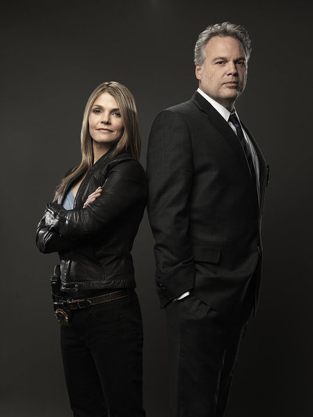 LAW & ORDER: CRIMINAL INTENT -- Season: 10 -- Pictured: (l-r) Kathryn Erbe as Detective Alexandra Eames, Vincent D'Onofrio as Detective Robert Goren -- Photo by: Marco Grob/USA Network 