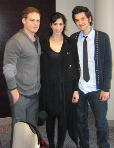 Michael C. Hall, Sarah Silverman and Ben Schwartz at the PEEP WORLD press day at the Andaz Hotel, West Hollywood, CA on March 8, 2011.