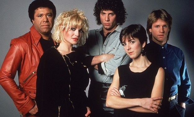 Original MTV VJs: (l to r:) JJ Jackson, Nina Blackwood, Mark Goodman, Martha Quinn and Alan Hunter.