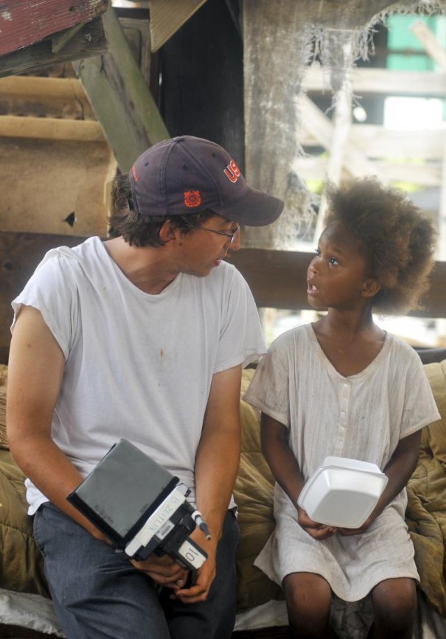 Director Behn Zietlin and Quvenzhan Wallis filming "Beasts of the Southern Wild."