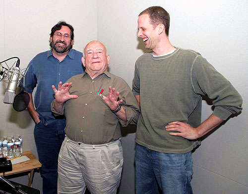 (l.-r.) Bob Peterson, Ed Asner, Pete Docter. Photo: Deborah Coleman