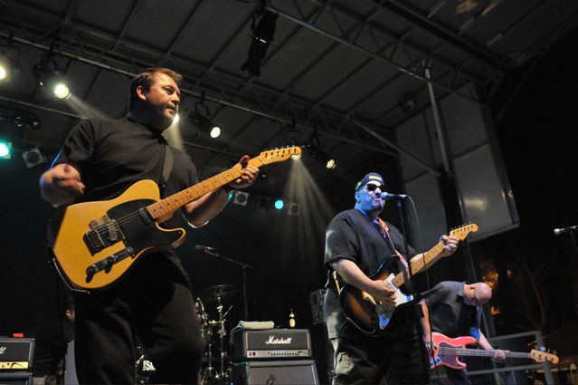 Jim Babjak, Pat DiNizio and Severo (The Thrilla from Manila) Jornacion of The Smithereens - Carteret Park - Carteret, NJ - September 4, 2010 - photo by Jim Rinaldi  2010