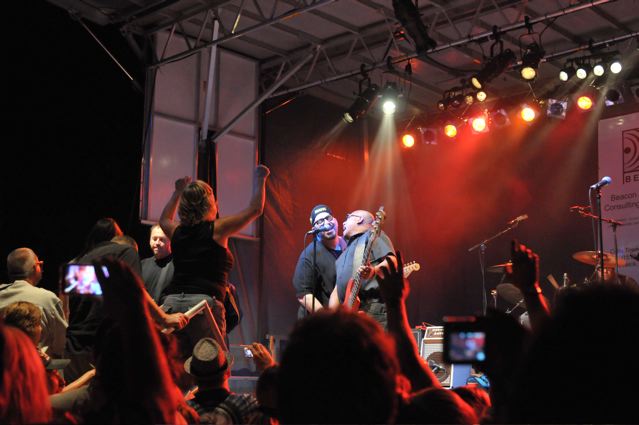 Jim Babjak, Pat DiNizio and Severo (The Thrilla from Manila) Jornacion of The Smithereens - Carteret Park - Carteret, NJ - September 4, 2010 - photo by Jim Rinaldi  2010