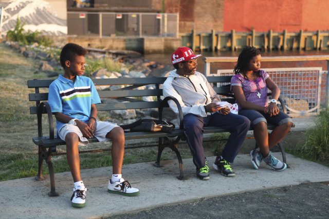 Jules Brown, Spike Lee and Toni Lysaith filming 'Red Hook Summer.'