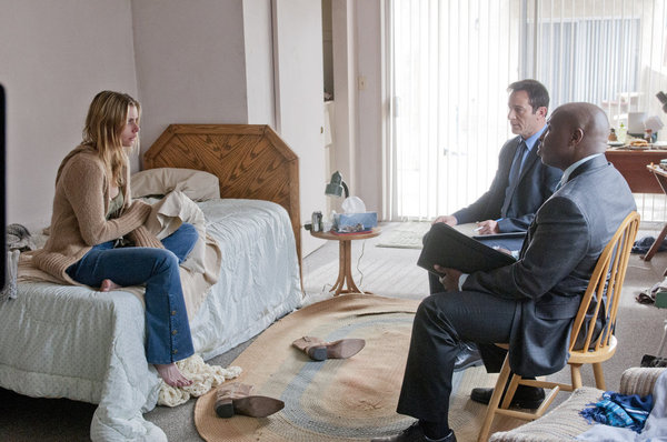 AWAKE -- "Kate Is Enough" Episode 108 -- Pictured: (l-r) Brianna Brown as Poor Kate, Jason Isaacs as Michael Britten, Steve Harris as Bird -- Photo by: Neil Jacobs/NBC