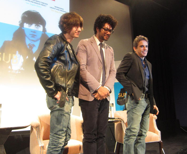 Alex Turner, Richard Ayoade and Ben Stiller at the SUBMARINE press conference at the Crosby Street Hotel, New York, NY, May 23, 2011.