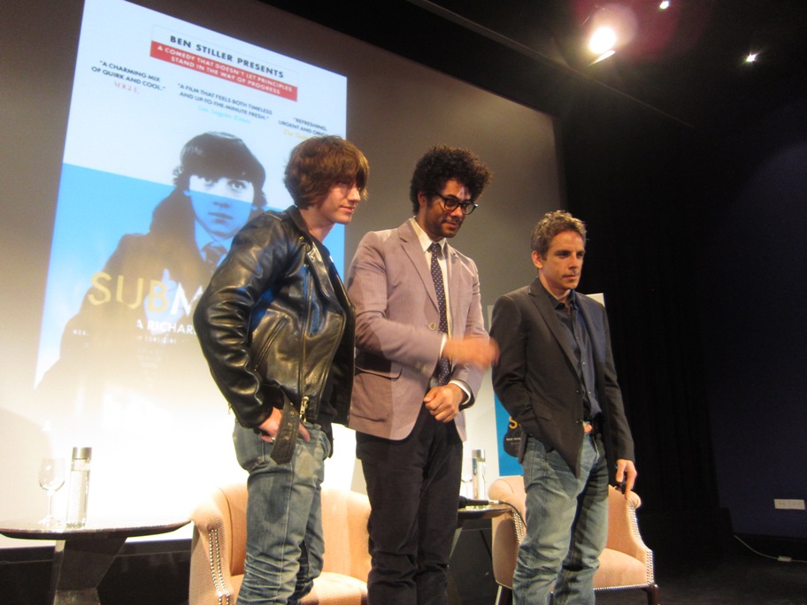 Alex Turner, Richard Ayoade and Ben Stiller at the SUBMARINE press conference at the Crosby Street Hotel, New York, NY, May 23, 2011.