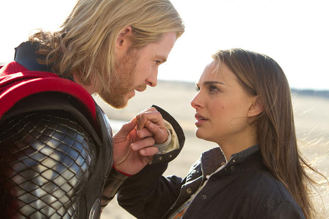 Chris Hemsworth and Natalie Portman in THOR.