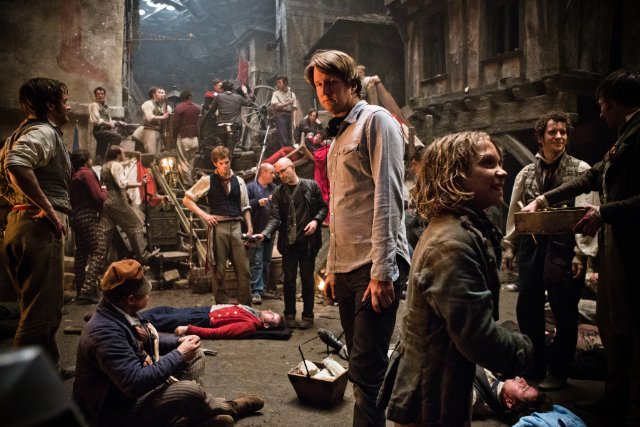 Director Tom Hooper on the set of 'Les Misérables.'