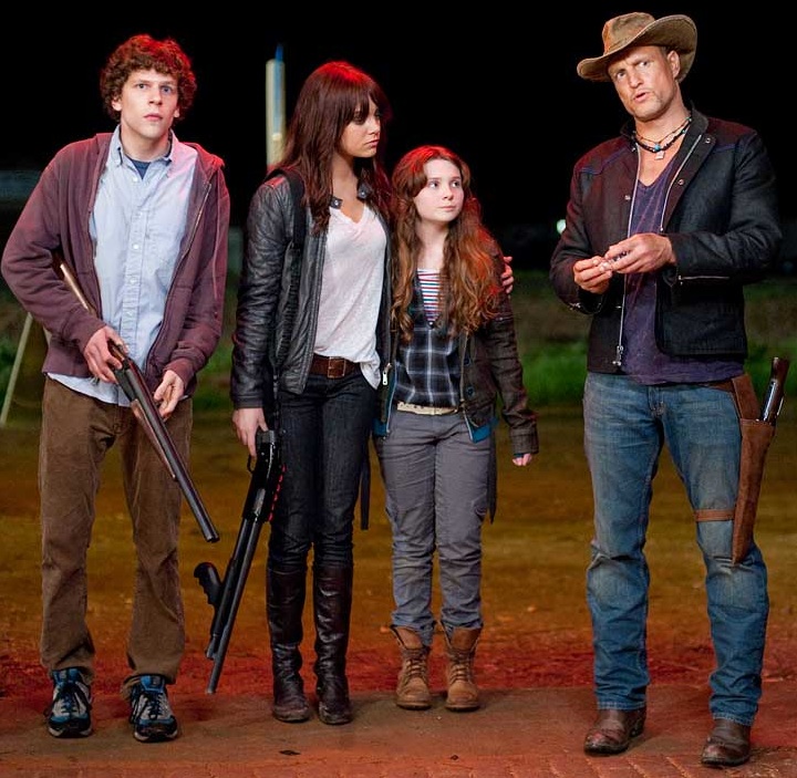 Jessie Eisenberg, Emma Stone, Abigail Breslin and Woody Harrelson in 'Zombieland.'